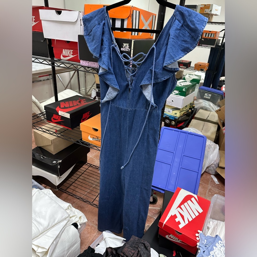 Nike Women's Blue Ruffle Jumpsuit